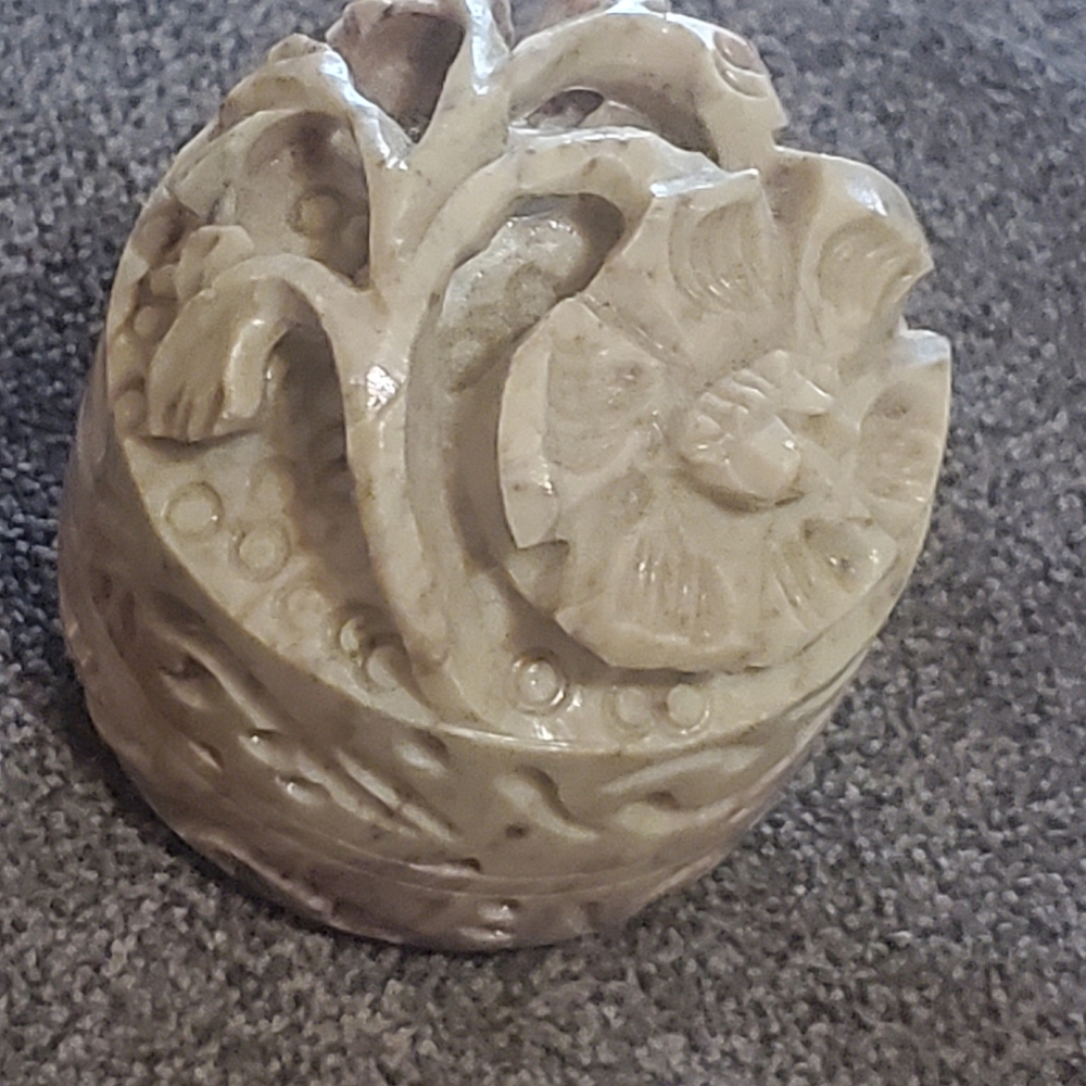 Carved Alabaster lip balm container fantasia brand